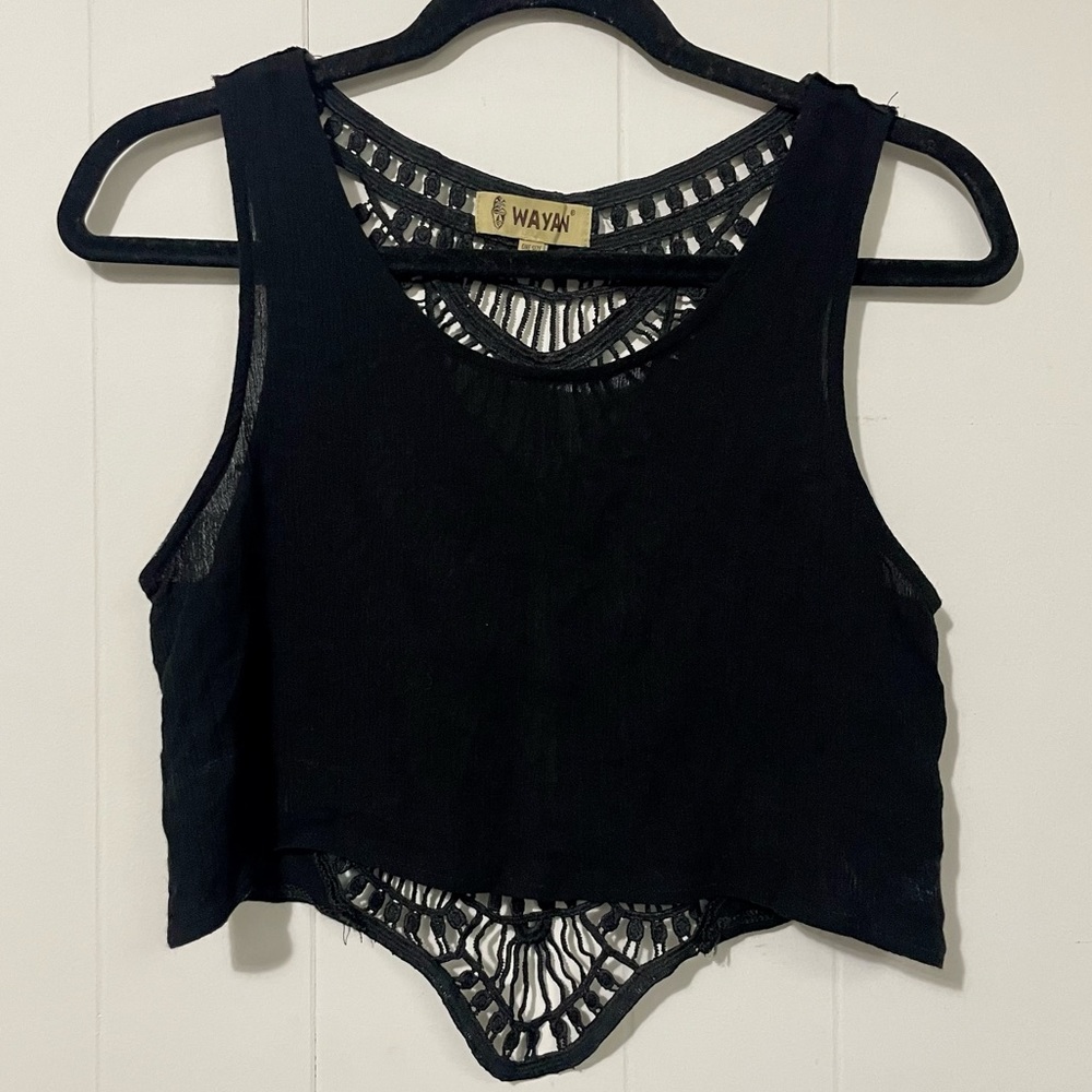 Black Mesh Crop Top